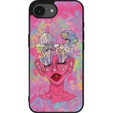 iPhone 16e Case Hülle - Silikon schwarz Psychedelic pink mushroom
