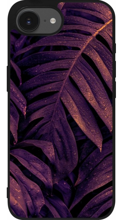iPhone 16e Case Hülle - Silikon schwarz Purple Light Leaves