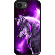 iPhone 16e Case Hülle - Silikon schwarz Purple Sky Wolf