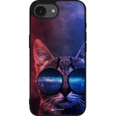 iPhone 16e Case Hülle - Silikon schwarz Red Blue Cat Glasses