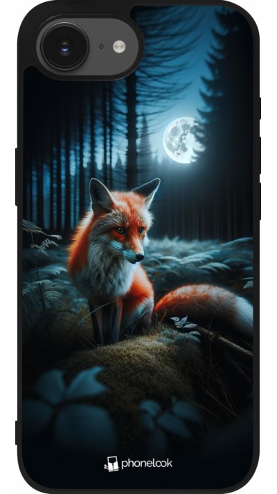iPhone 16e Case Hülle - Silikon schwarz Fuchs Mond Wald
