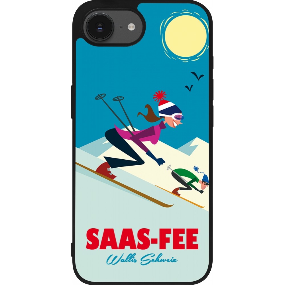 iPhone 16e Case Hülle - Silikon schwarz Saas-Fee Ski Downhill