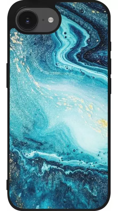 iPhone 16e Case Hülle - Silikon schwarz Sea Foam Blue