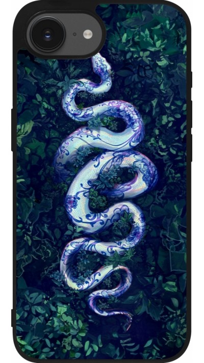 iPhone 16e Case Hülle - Silikon schwarz Snake Blue Anaconda