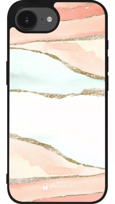 iPhone 16e Case Hülle - Silikon schwarz Shimmering Orange