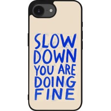 Coque iPhone 17e / 16e - Silicone rigide noir Slow down 2026