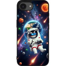 iPhone 16e Case Hülle - Silikon schwarz VR SpaceCat Odyssee