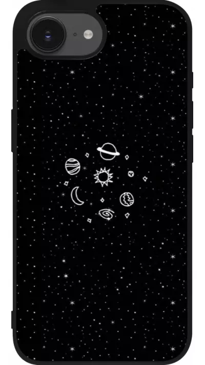 iPhone 16e Case Hülle - Silikon schwarz Space Doodle