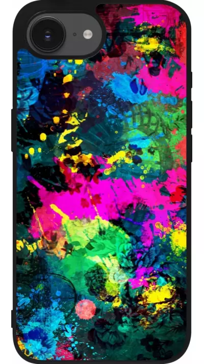 iPhone 16e Case Hülle - Silikon schwarz Splash paint