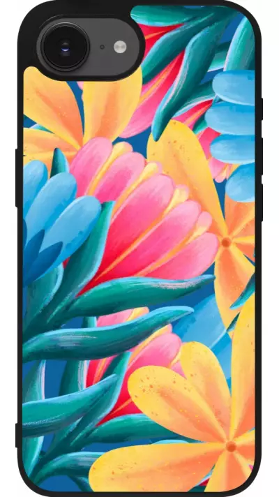 iPhone 16e Case Hülle - Silikon schwarz Spring 23 colorful flowers