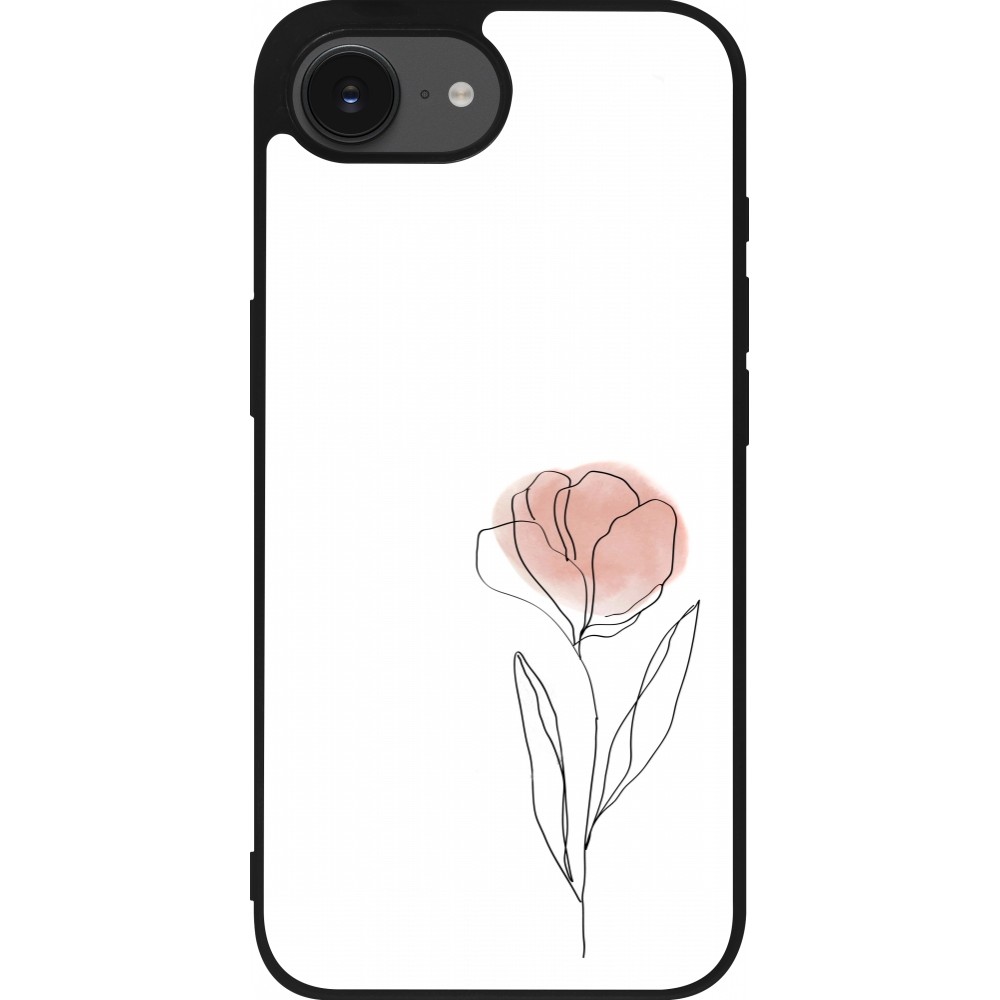 iPhone 16e Case Hülle - Silikon schwarz Spring 23 minimalist flower