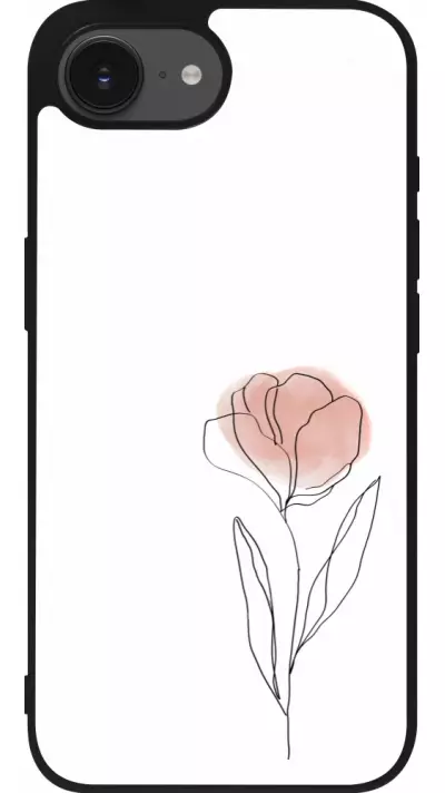 iPhone 16e Case Hülle - Silikon schwarz Spring 23 minimalist flower