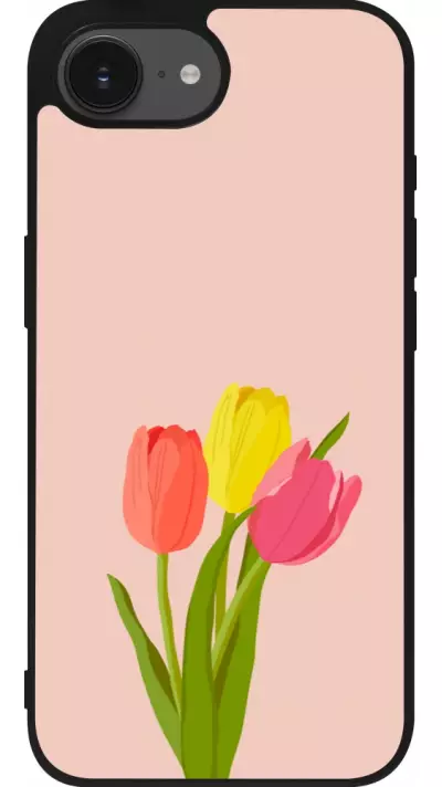 iPhone 16e Case Hülle - Silikon schwarz Spring 23 tulip trio