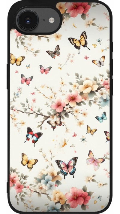 iPhone 16e Case Hülle - Silikon schwarz Frühling 25 Leichte Schmetterlinge
