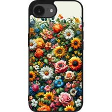 iPhone 16e Case Hülle - Silikon schwarz Sommer Blumenmuster
