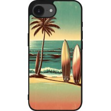 Coque iPhone 17e / 16e - Silicone rigide noir Surf Paradise