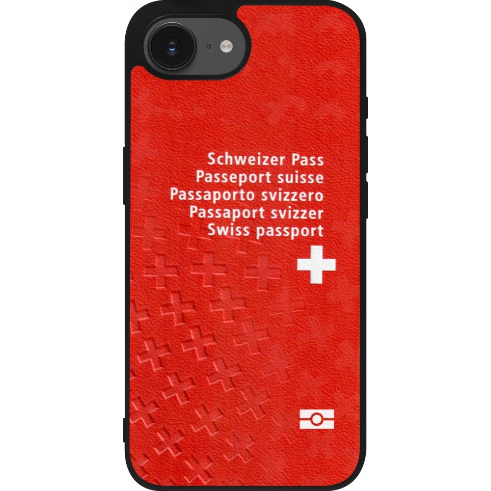 iPhone 16e Case Hülle - Silikon schwarz Swiss Passport