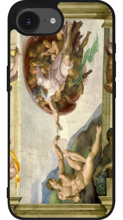 iPhone 16e Case Hülle - Silikon schwarz Kunstbild - Die Erschaffung Adams - Michelangelo