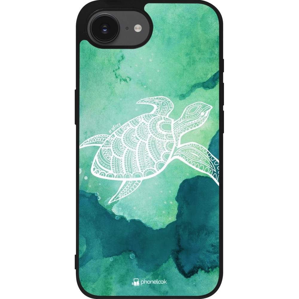 iPhone 16e Case Hülle - Silikon schwarz Turtle Aztec Watercolor