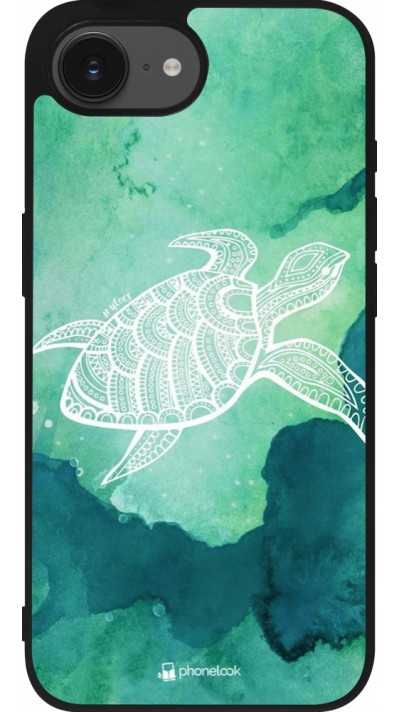 iPhone 16e Case Hülle - Silikon schwarz Turtle Aztec Watercolor