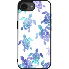 iPhone 16e Case Hülle - Silikon schwarz Turtles pattern watercolor