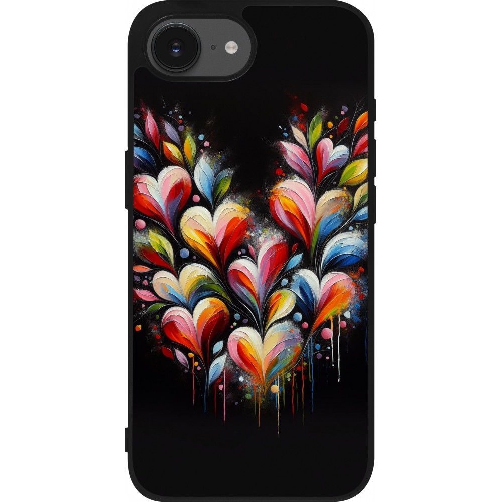 iPhone 16e Case Hülle - Silikon schwarz Valentin 2024 Schwarzes Herz Abstrakt