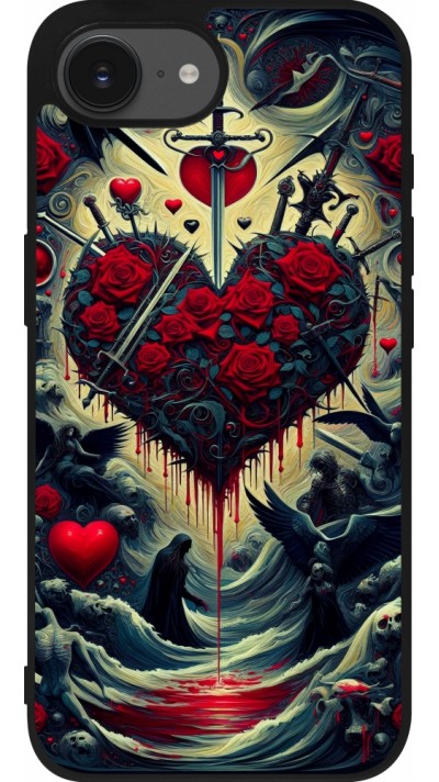 iPhone 16e Case Hülle - Silikon schwarz Dunkle Liebe Herz Blut