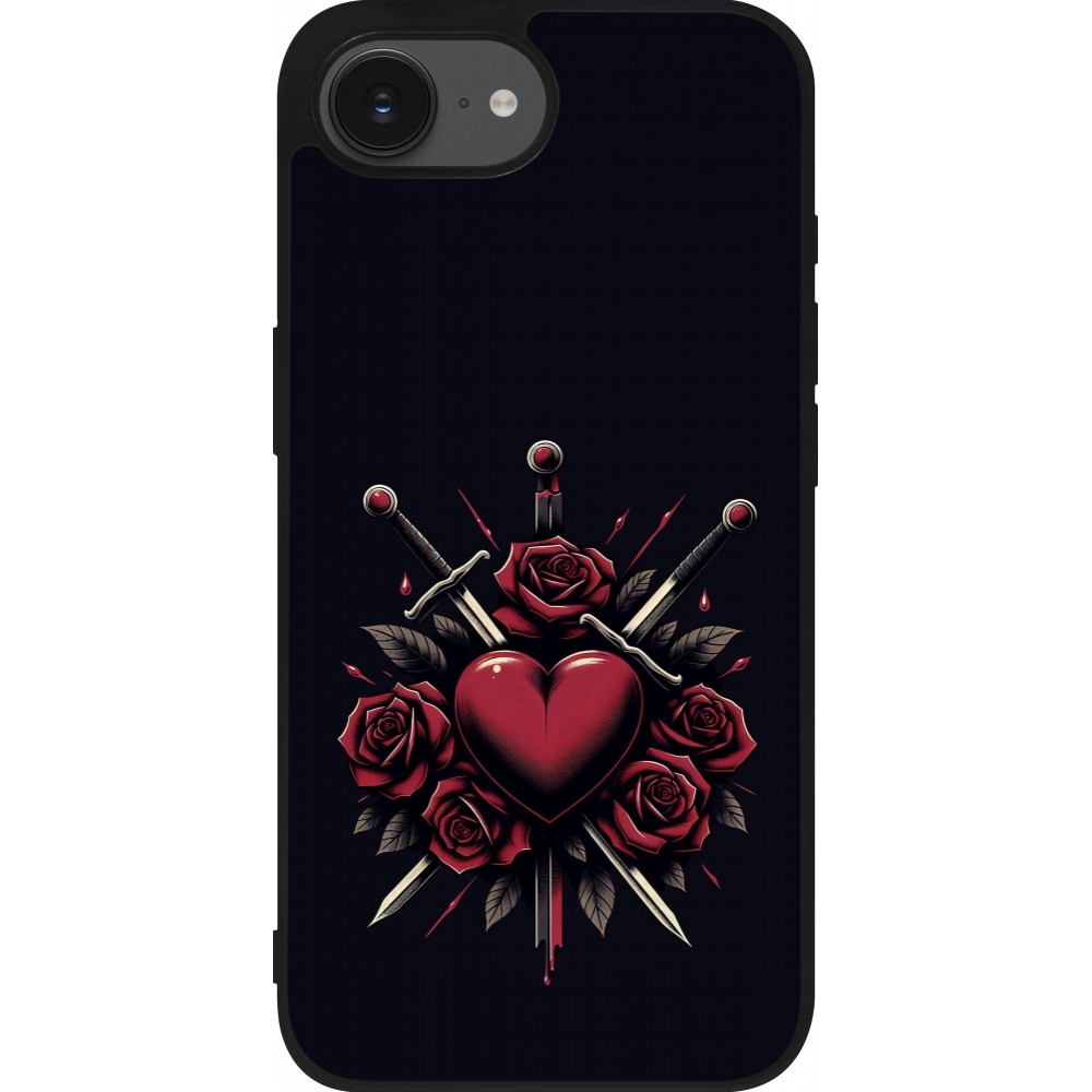 iPhone 16e Case Hülle - Silikon schwarz Valentine 2024 gothic love
