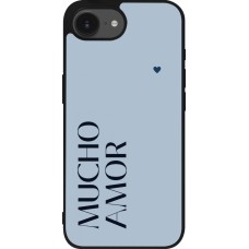 iPhone 16e Case Hülle - Silikon schwarz Valentine 2024 mucho amor azul