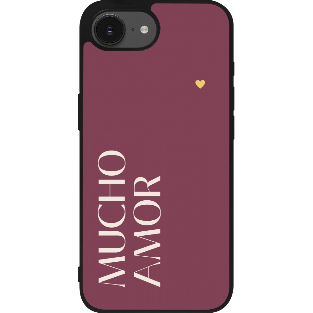 iPhone 16e Case Hülle - Silikon schwarz Valentine 2024 mucho amor rosado