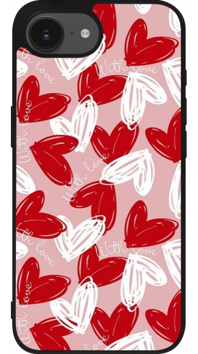 iPhone 16e Case Hülle - Silikon schwarz Valentine 2024 with love heart