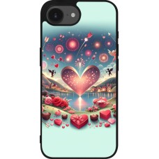 Coque iPhone 17e / 16e - Silicone rigide noir Valentine 2025 Chic