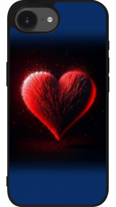 iPhone 16e Case Hülle - Silikon schwarz Valentin 2025 rotes Herz