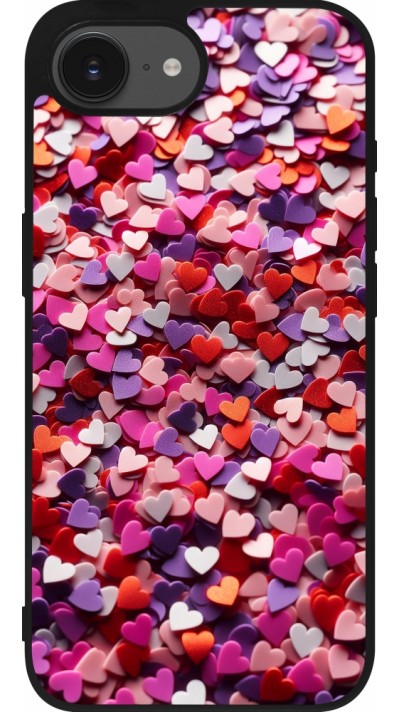 iPhone 16e Case Hülle - Silikon schwarz Valentin 2025 Konfetti