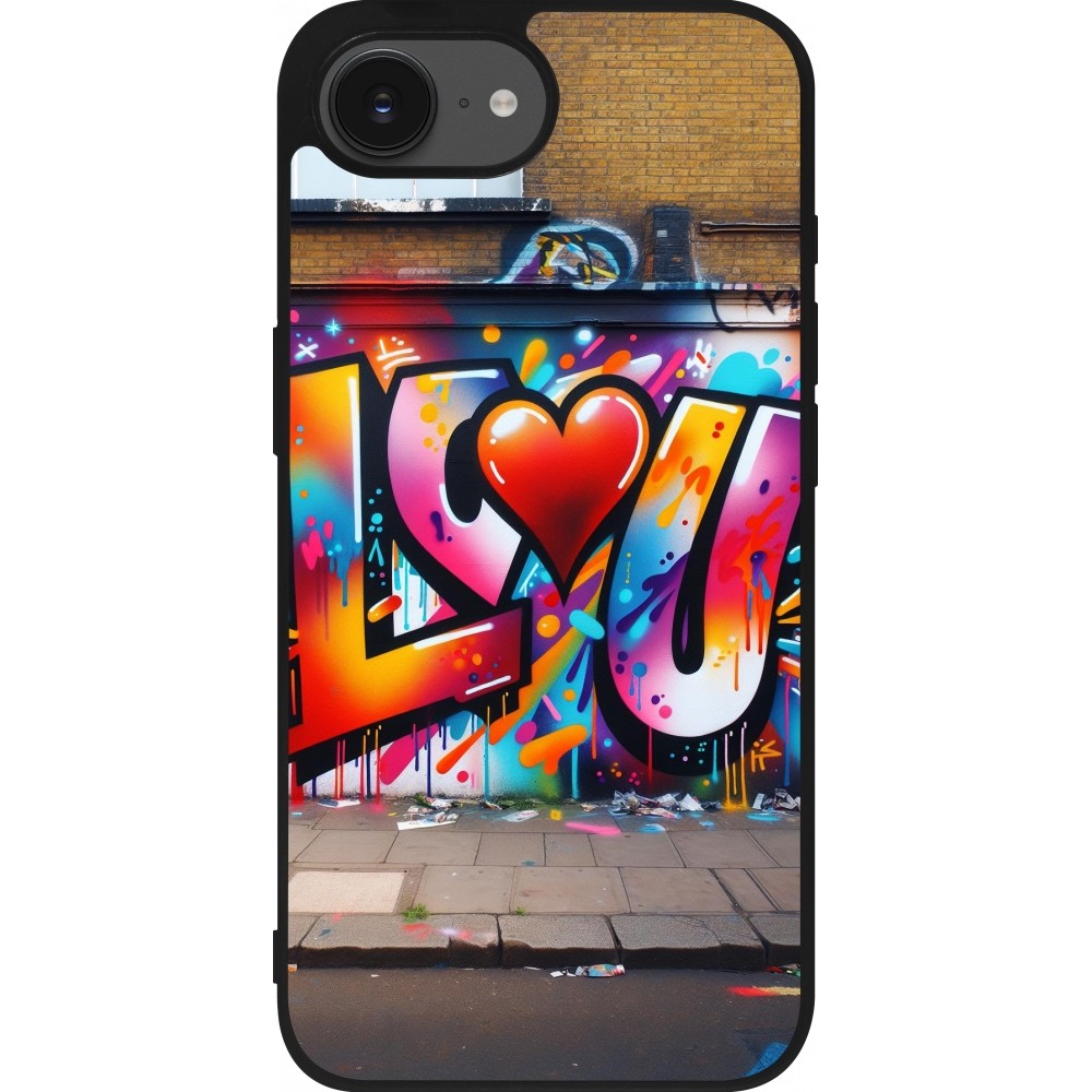 iPhone 16e Case Hülle - Silikon schwarz Valentin 2025 Liebe U Tag