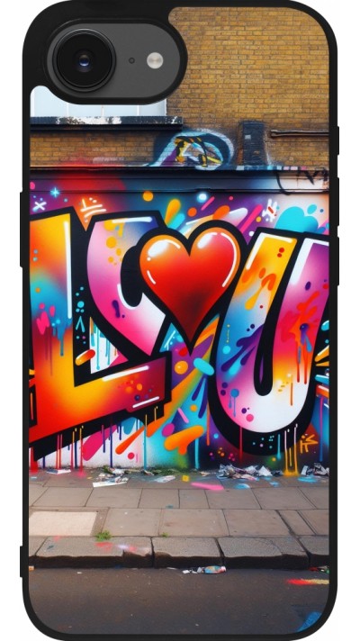 iPhone 16e Case Hülle - Silikon schwarz Valentin 2025 Liebe U Tag