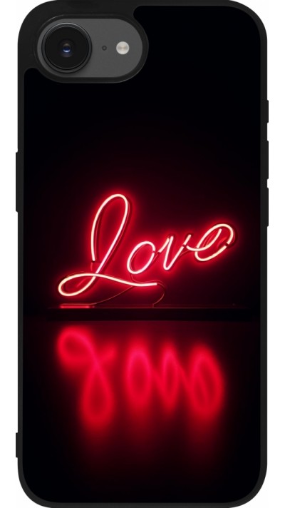 iPhone 16e Case Hülle - Silikon schwarz Valentine 2025 Neon Liebe