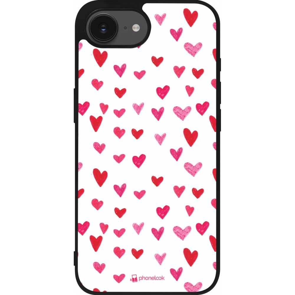iPhone 16e Case Hülle - Silikon schwarz Valentine 2022 Many pink hearts