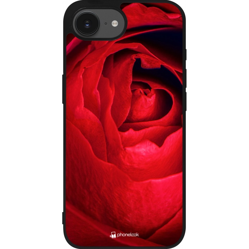 iPhone 16e Case Hülle - Silikon schwarz Valentine 2022 Rose