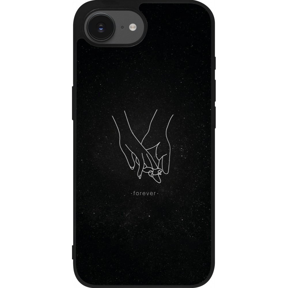iPhone 16e Case Hülle - Silikon schwarz Valentine 2023 hands forever