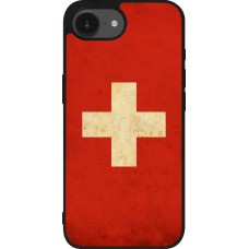 iPhone 16e Case Hülle - Silikon schwarz Vintage Flag SWISS