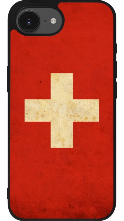iPhone 16e Case Hülle - Silikon schwarz Vintage Flag SWISS