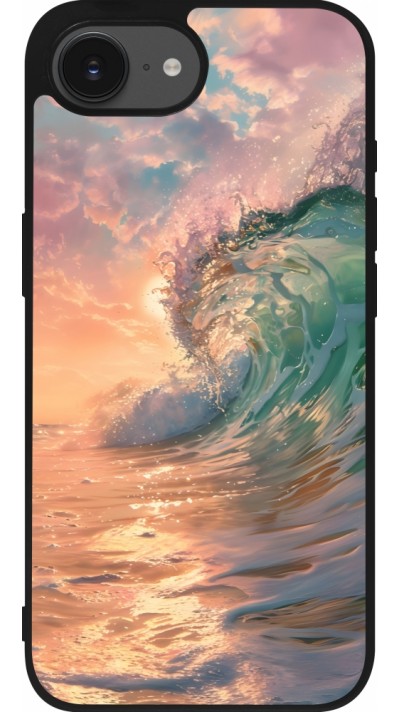 iPhone 16e Case Hülle - Silikon schwarz Wave Sunset