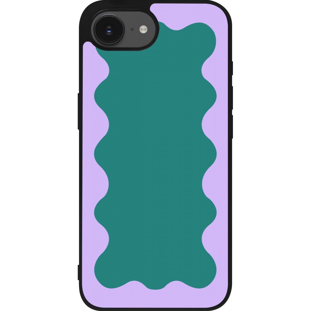 iPhone 16e Case Hülle - Silikon schwarz Wavy Rectangle Green Purple