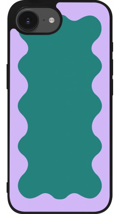 iPhone 16e Case Hülle - Silikon schwarz Wavy Rectangle Green Purple