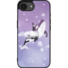 iPhone 16e Case Hülle - Silikon schwarz Whale in sparking stars