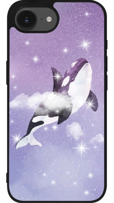 iPhone 16e Case Hülle - Silikon schwarz Whale in sparking stars