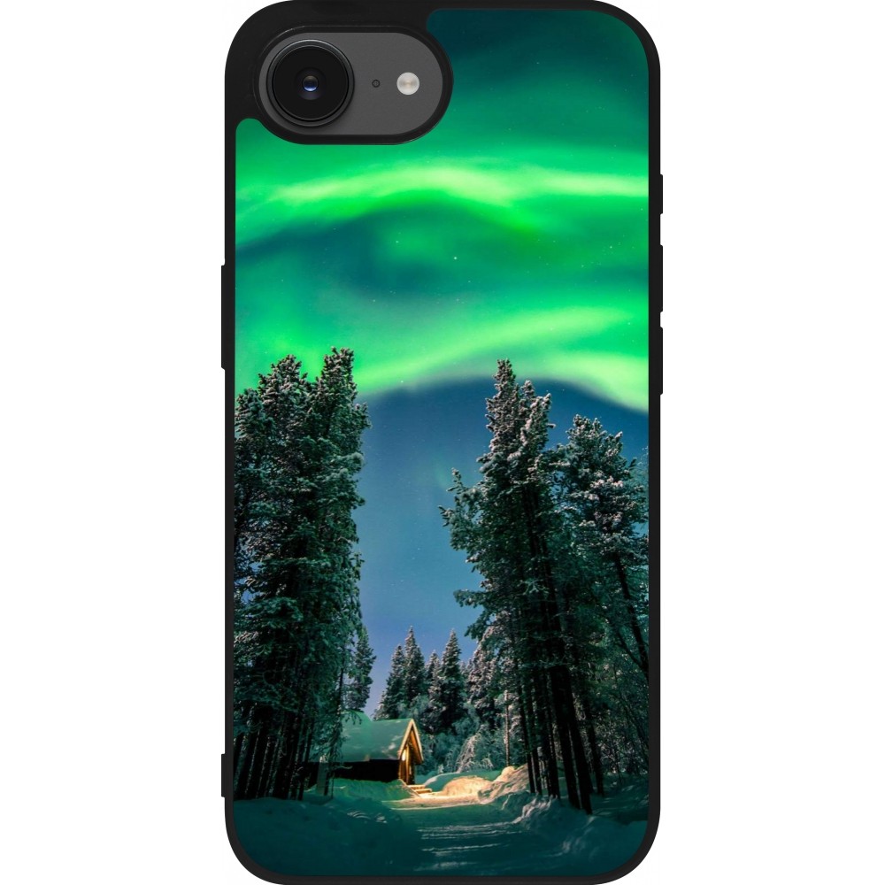 iPhone 16e Case Hülle - Silikon schwarz Winter 22 Northern Lights