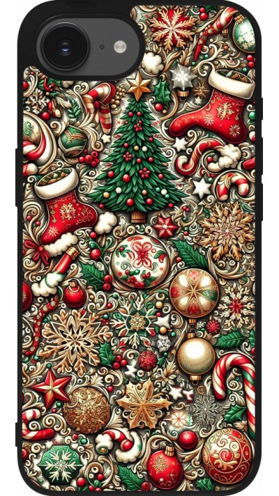 iPhone 16e Case Hülle - Silikon schwarz Weihnachten 2023 Mikromuster