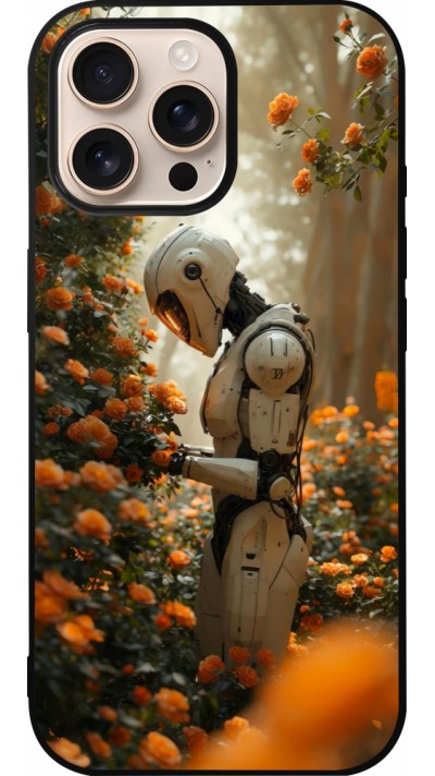 Coque iPhone 16 Pro Max - Silicone rigide noir Astronaut flowers 2025